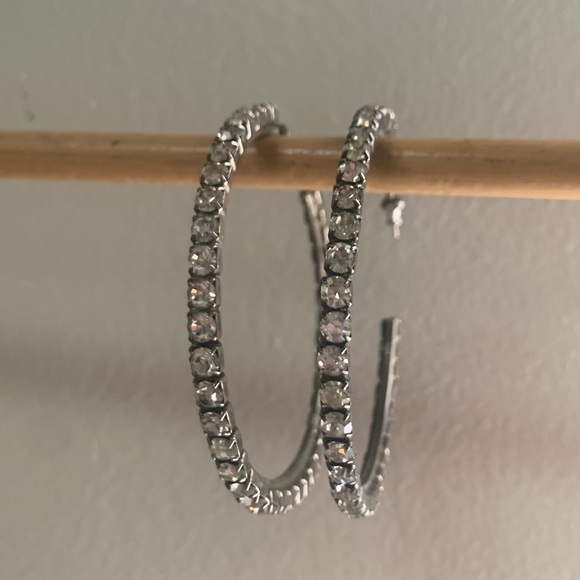Sarrah Jewelry - Vintage Chunky Rhinestone Hoop Earrings